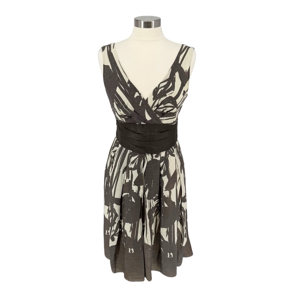 PERUVIAN CONNECTION SILK & LINEN V NECK DRESS WITH SASH 10